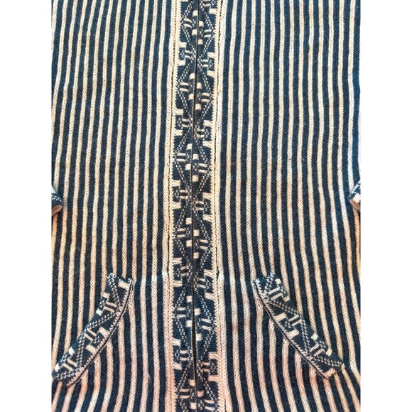 CCC Handcrafted Alpaca Striped Hooded Baja Sweater Jacket Size Large - Picture 9 of 9